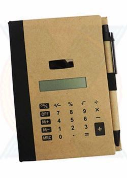 S435 - Bloco de anotações e caneta ecológicos, calculadora solar e post-it colorido. Contém aproximadamente 55 folhas.