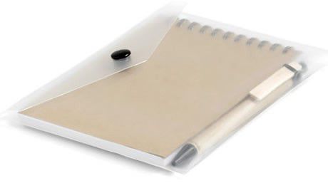 S462 - Mini bloquinho de anotações com caneta e embalagem pasta em pvc