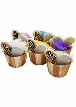 S482 - Kit banho ecológico com 3 peças, material de madeira ecológica. Embalagem, saquinho plástico.