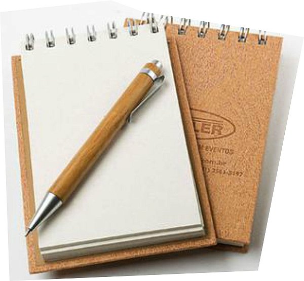 Bloco com caneta