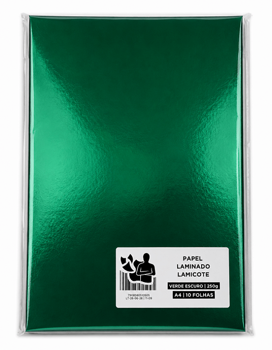 Papel Laminado - Lamicote - Verde Escuro - 250g - A4 - 210x297mm