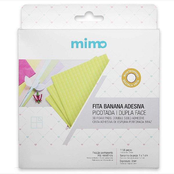 Fita Banana Adesiva - Picotada - Mimo - 1cm x 1cm - 1156 Adesivos