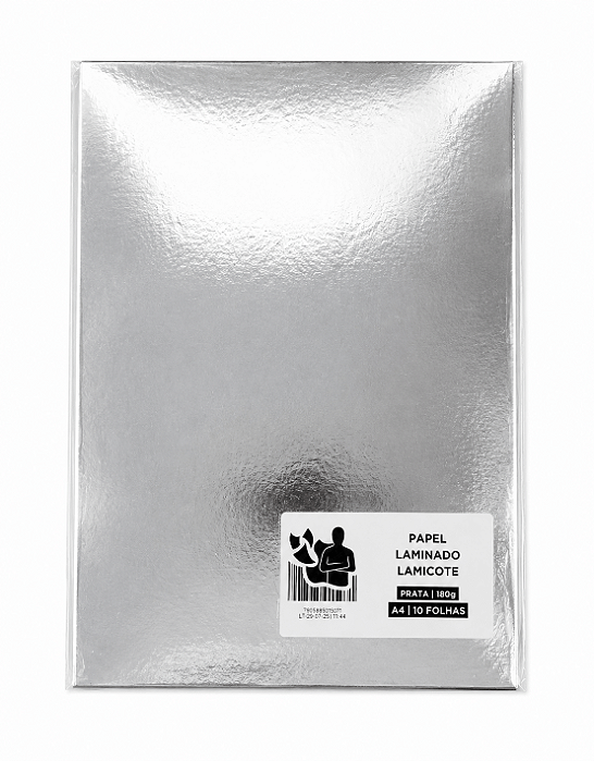Papel Laminado - Lamicote - Prata - 180g - A4 - 210x297mm