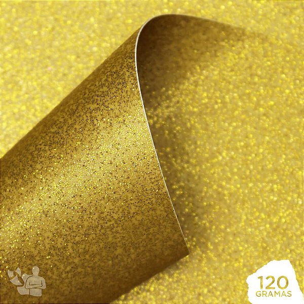 Papel Adesivo Glitter - Dourado - A4 - 210x297mm