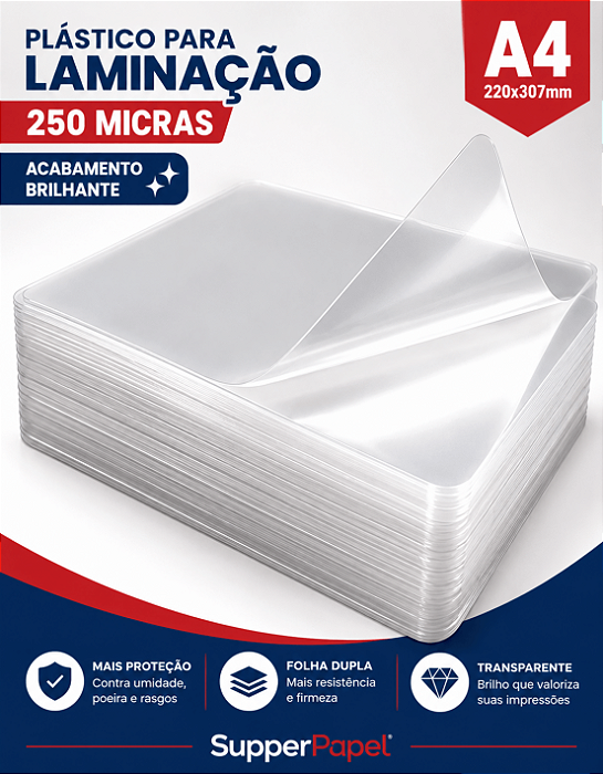 Plástico para Laminação - 0,10mm - A4 - 220x307mm