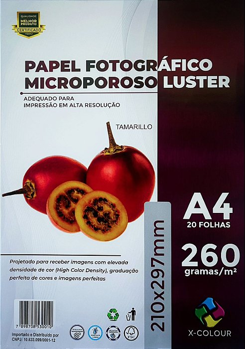Papel Fotografico - X-Colour - Microporoso - Sem Brilho/Luster - 260g - A4