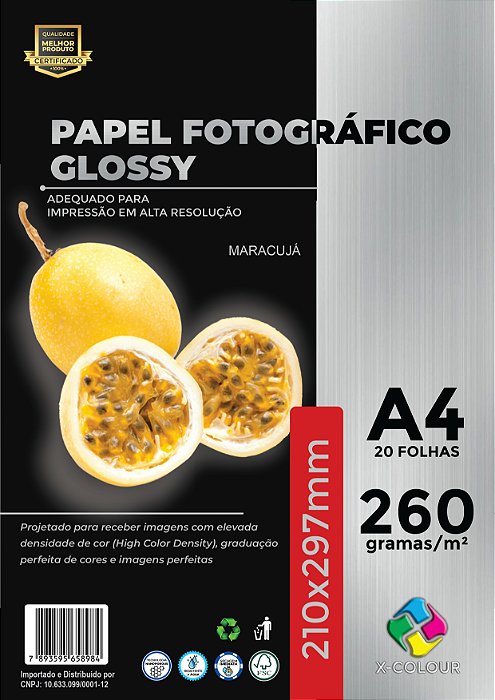 Papel Fotográfico - X-Colour - Brilho/Glossy - 260g - Jato de Tinta - A4 - 210x297mm