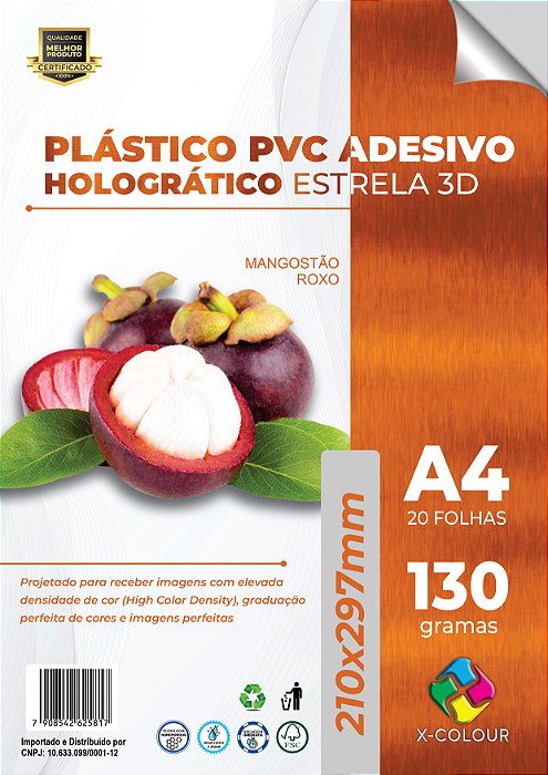 PVC Adesivo Holográfico - X-Colour - Estrela - 130g - Jato de Tinta