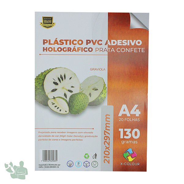 PVC Adesivo Holográfico - X-Colour - Confete Prata - 130g - Jato de Tinta