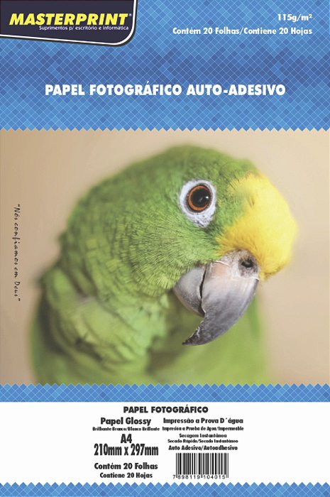 Papel Fotográfico Adesivo - Masterprint - Brilho/Glossy - 115g - Jato de Tinta