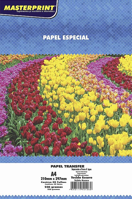 Papel Transfer - Tecido Escuro - Masterprint - Jato de Tinta - A4