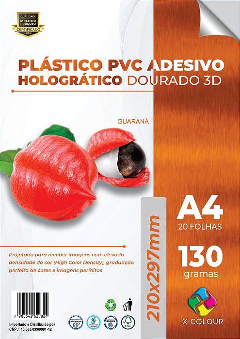 PVC Adesivo Holográfico - X-Colour - Dourado - 130g - Jato de Tinta