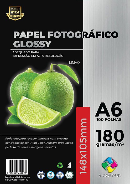 Papel Fotográfico - X-Colour - Brilho/Glossy - 180g - Jato de Tinta - A6