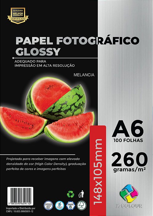 Papel Fotográfico - X-Colour - Brilho/Glossy - 260g - Jato de Tinta - A6