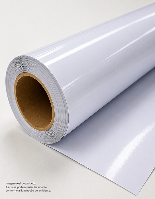 Vinil Adesivo Branco Brilho - Resistente à Água - Jato de Tinta - Bobina - 610mmX10m