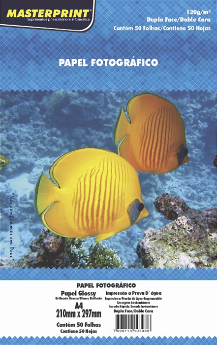 Papel Fotográfico Dupla Face - Masterprint - Glossy/Brilho - 120g - A4 - 210x297mm