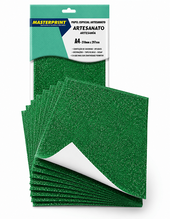 Papel Glitter Masterprint - Verde - 250g - A4