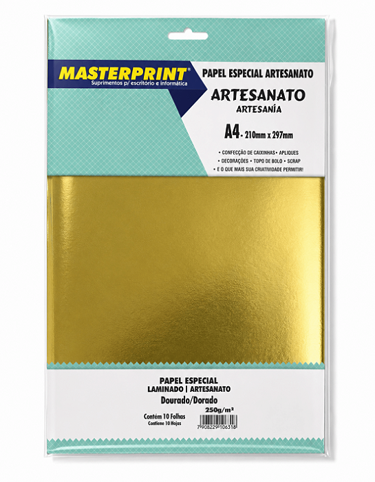 Papel Laminado - Dourado - Masterprint - 250g - A4