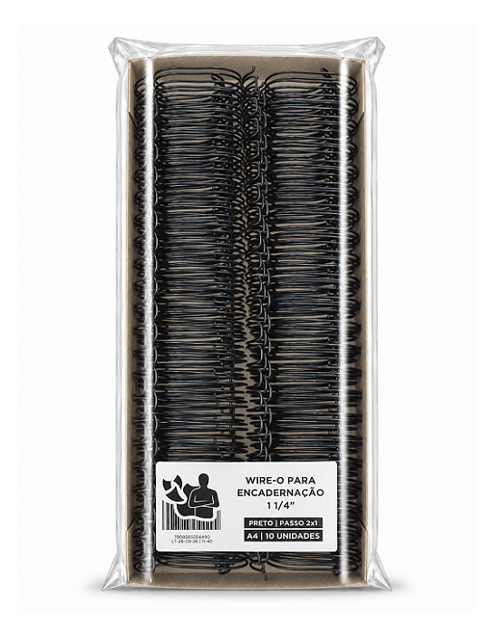 Wire-o para Encadernação - 1 1/4" - Passo 2x1 - Preto