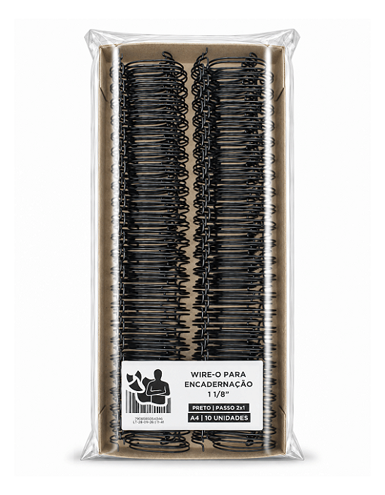 Wire-o para Encadernação - 1 1/8" - Passo 2x1 - Preto