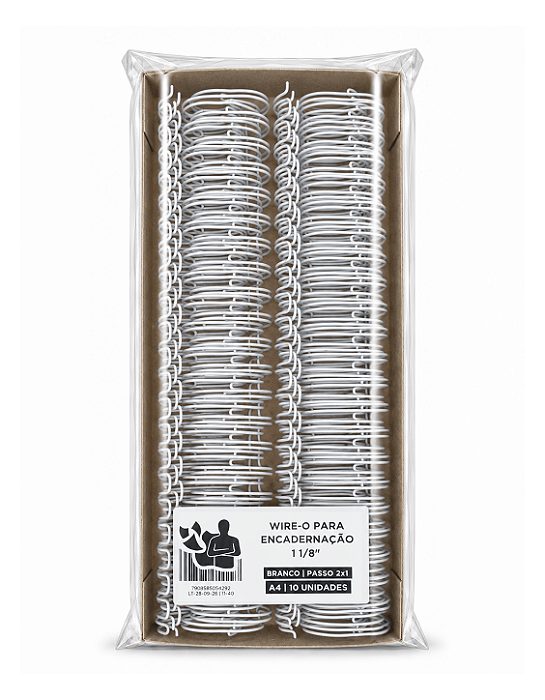 Wire-o para Encadernação - 1 1/8" - Passo 2x1 - Branco