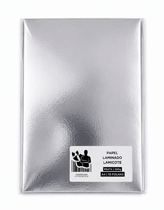 Papel Laminado - Lamicote - Prata - 250g - A4 - 210x297mm