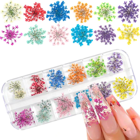 KIT FLOR SECA  DECORAÇÃO UNHAS CORES