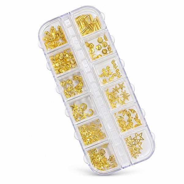 KIT FUNDO DO MAR DECORAÇÃO UNHAS DOURADO - D&Z