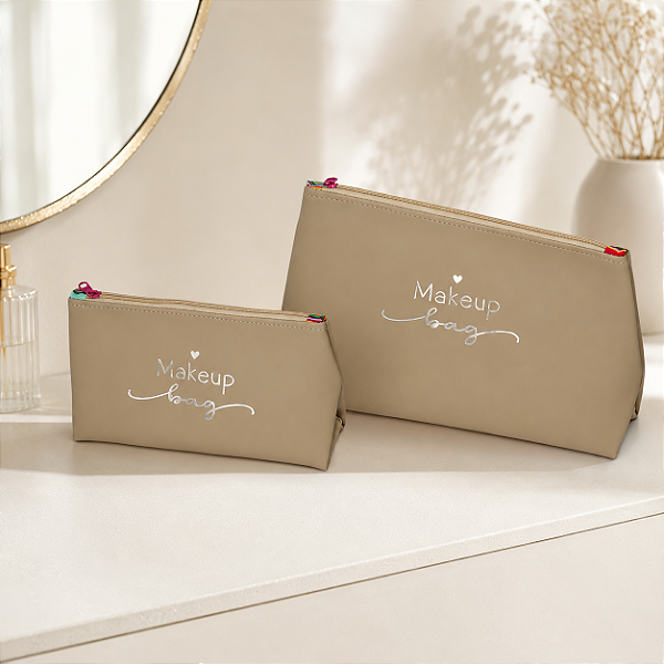 Necessaire Feminina Makeup Bag Bege