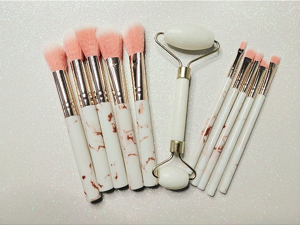 Kit de pincel e massageador dor de rosto