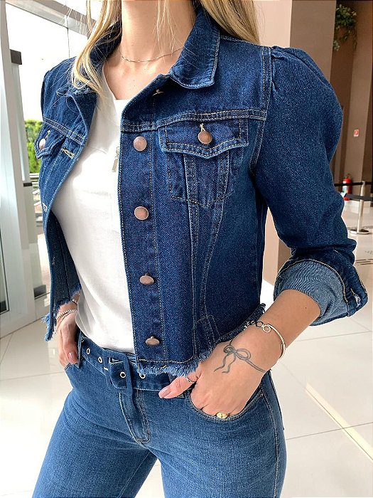 jaqueta jeans manga curta