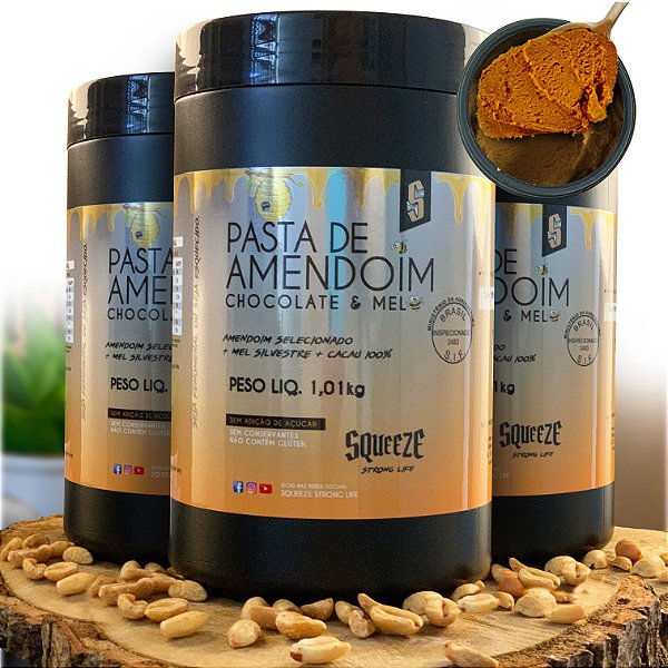 COMBO 3x Pasta de Amendoim Chocolate e Mel 1kg - Squeeze (100%natural)