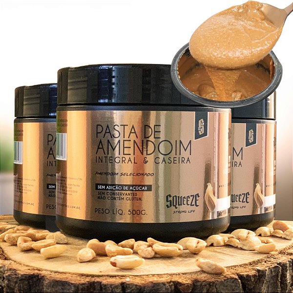 Combo 3x Pasta de Amendoim Integral 500g - Squeeze (100% amendoim)