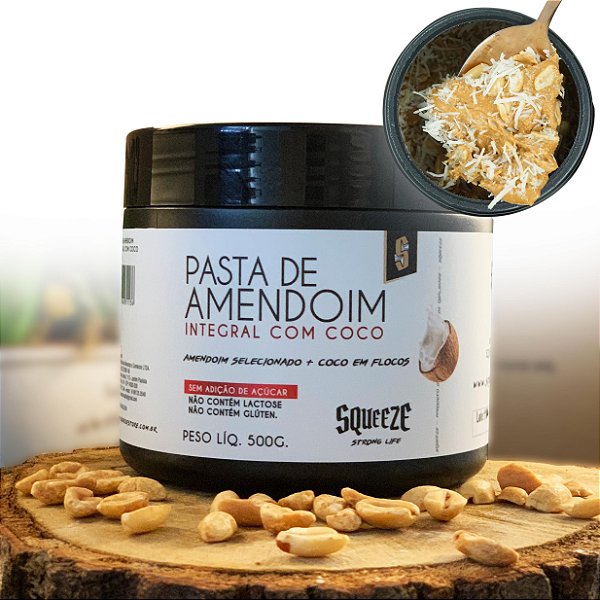 Pasta de Amendoim Integral com Coco 500g - Squeeze (Zero Açúcar)