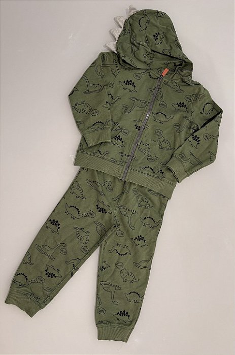 Pijama de dinossauro com capuz, calça e camisa de manga comprida, marca Carter's, TAM 2 anos