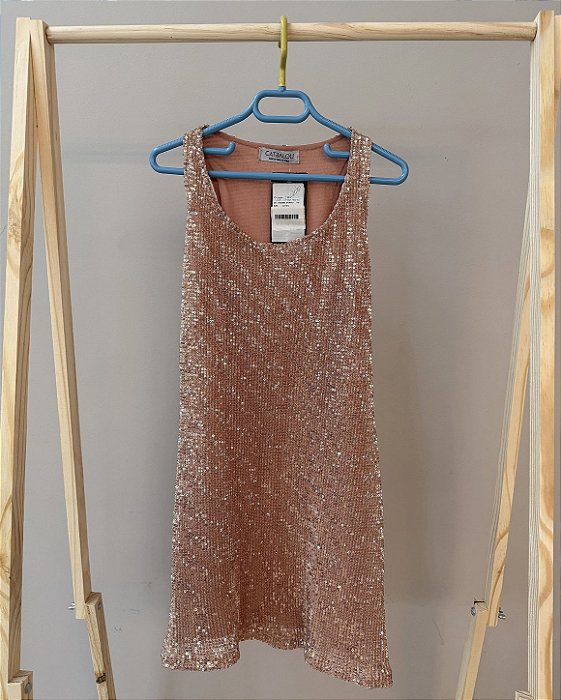 Vestido de festa com paetê rose com etiqueta, Marca Catbalou, tamanho 14 anos NOVO