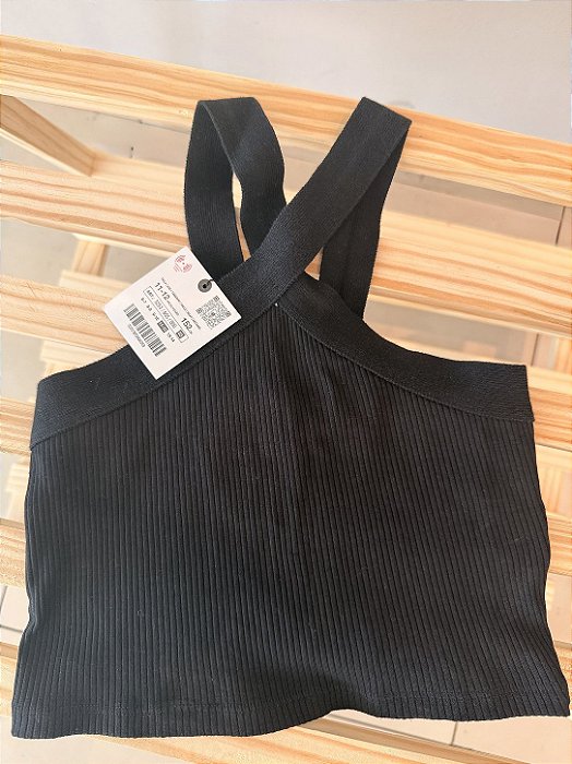 Cropped Preto Canelado (com Etiqueta) -Zara - Tam: 11/12