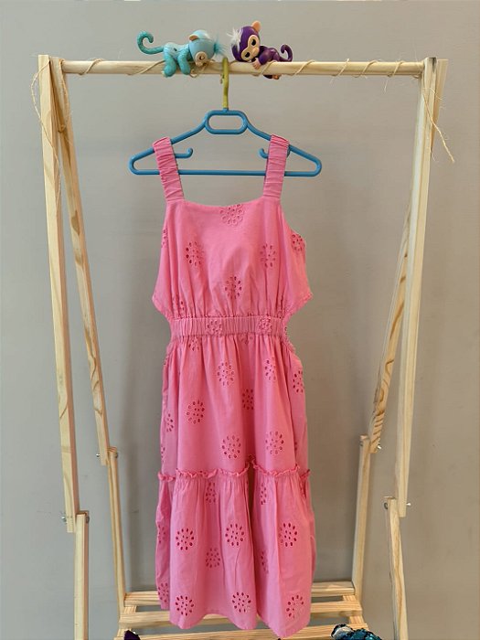 Vestido Rosa Laise de algodão - Zara - Tam: 10 anos