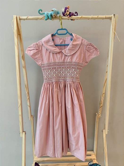 Vestido Rosa Bordado -Zara - Tam: 8 anos