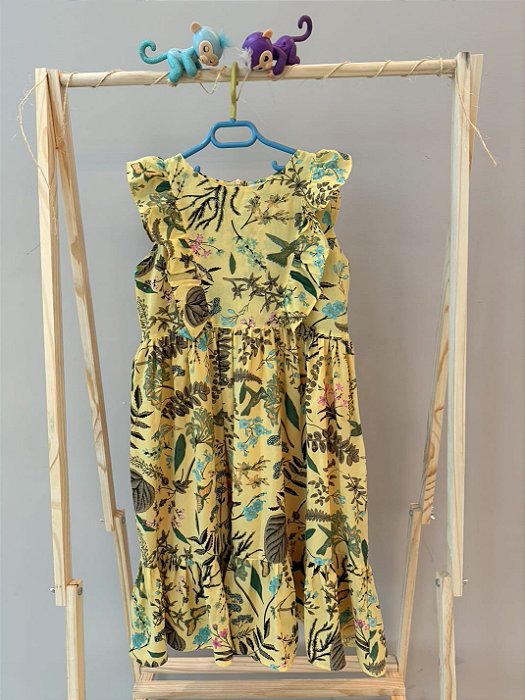 Vestido Amarelo Pássaros - Trois Petit - Tam: 10 anos