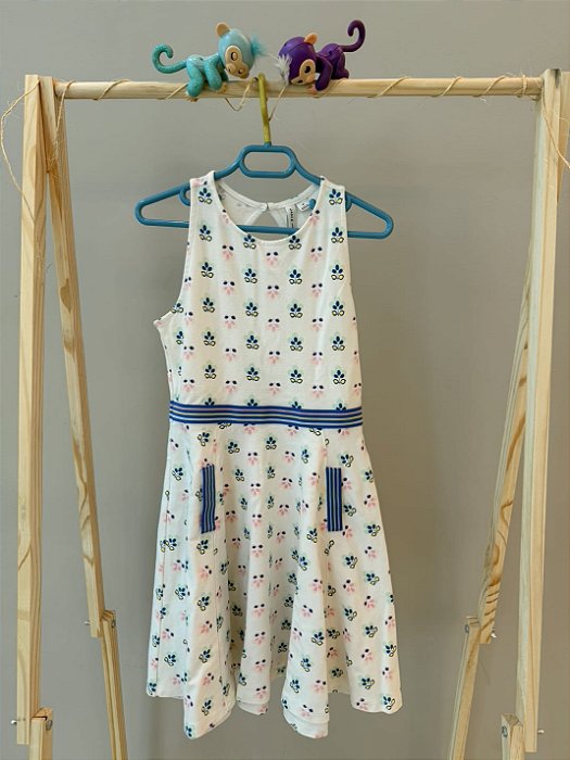 Vestido Branco Flor Rosa e Azul - Janie and Jack - Tam: 10 anos