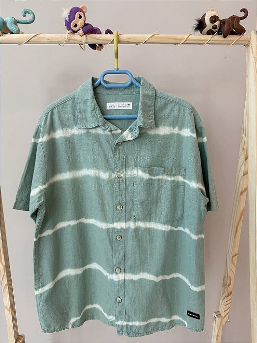 Camisa social verde tie dye, Marca Zara, TAM 10