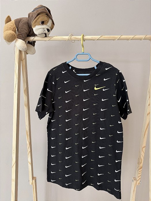 TAM L (juvenil). Nike. Blusa de malha preta com logotipo Nike