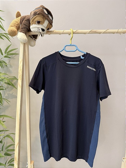 TAM 12 - Track & Field - Blusa azul com lateral em tecido ventilado de cor azul claro