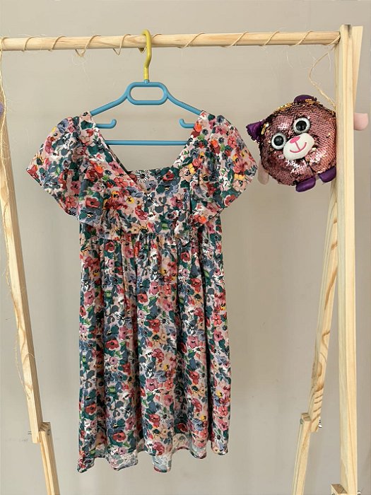 TAM 3 - Carter's - Vestido Florido com Babados na Manga