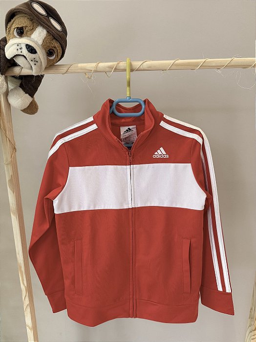 TAM 5 - Adidas- casaco vermelho com listras brancas