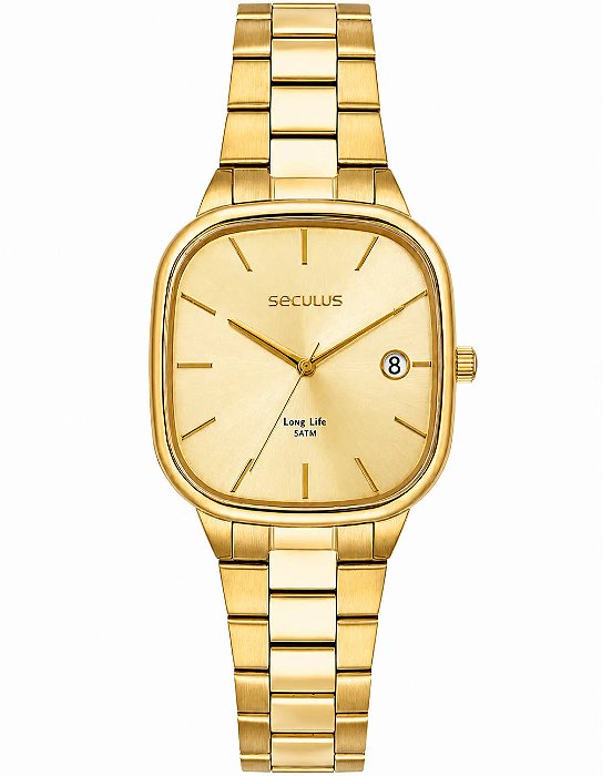 Seculus Dourado Aço Quadrado Minimalista 77335GPSVDA2