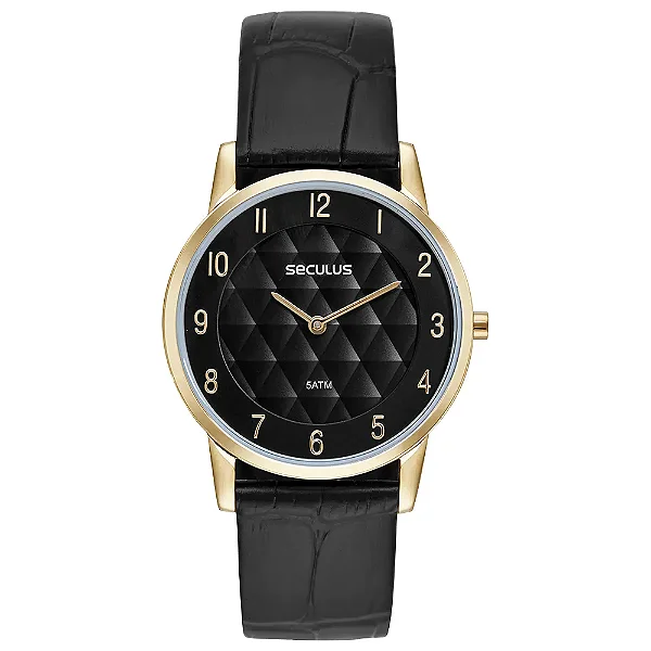 Seculus Masculino Slim Couro Croco Dourado 23725GPSVDC1