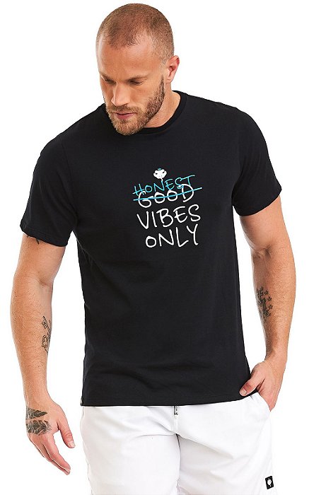 Camiseta Masculina Malha Algodão Estampada - Honest Vibes Only By Fabio Luiz