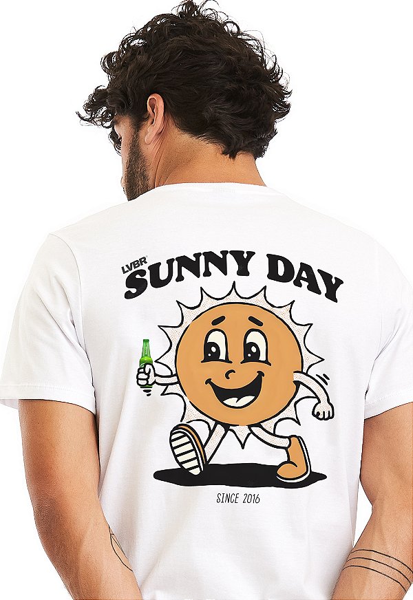 Camiseta Masculina Malha Algodão Estampada - Sunny Day